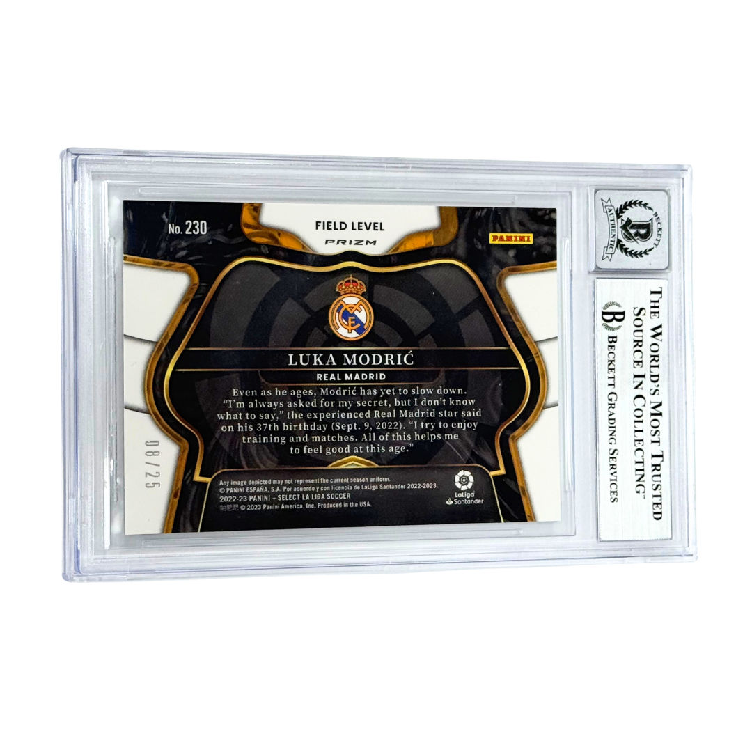 Luka Modric Signed 2022-23 Panini Select La Liga Zebra /25 #230 – BGS 10